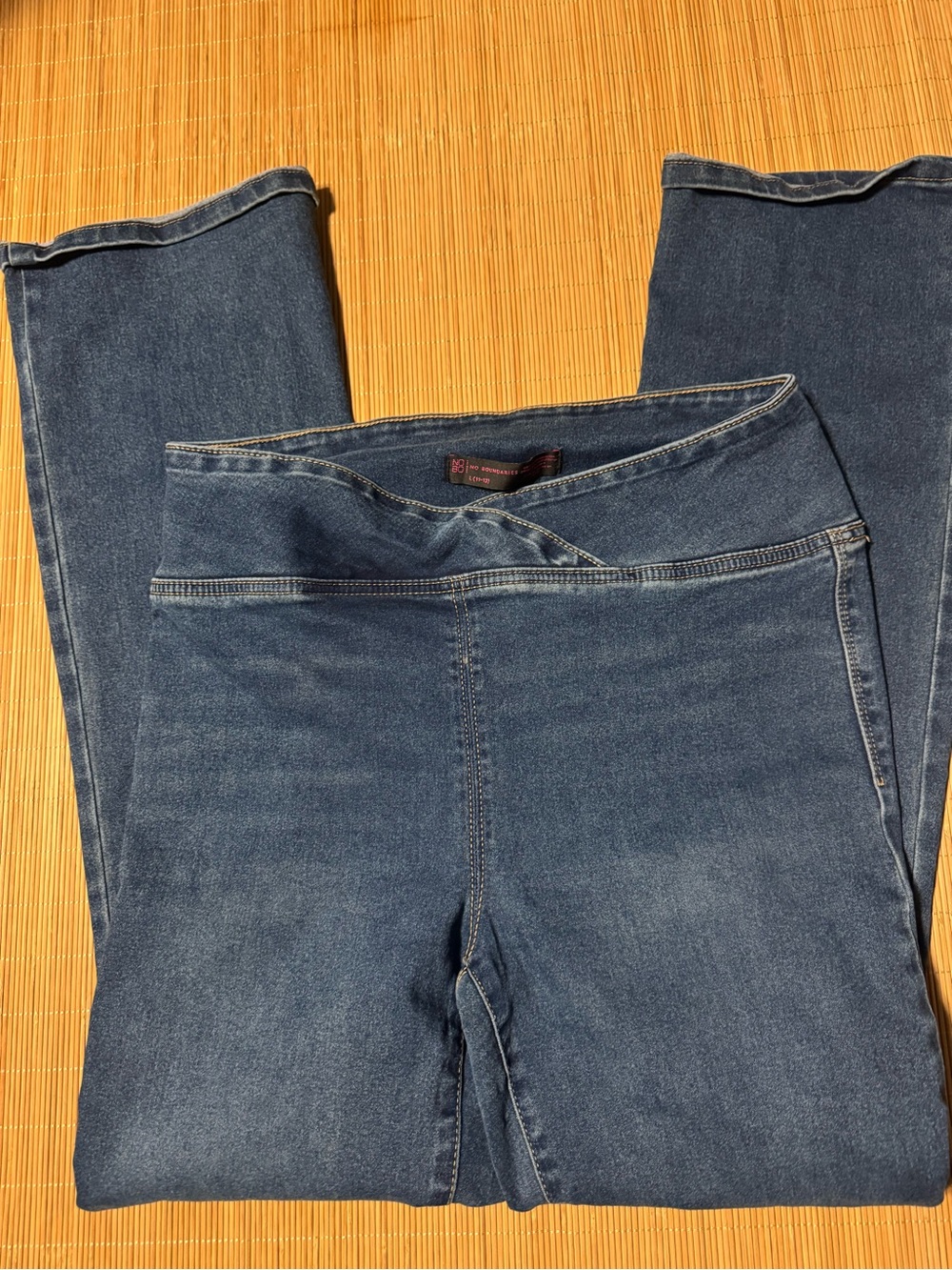 No Boundaries Dark Blue Stretch Denim Jeggings - Crossover Waist